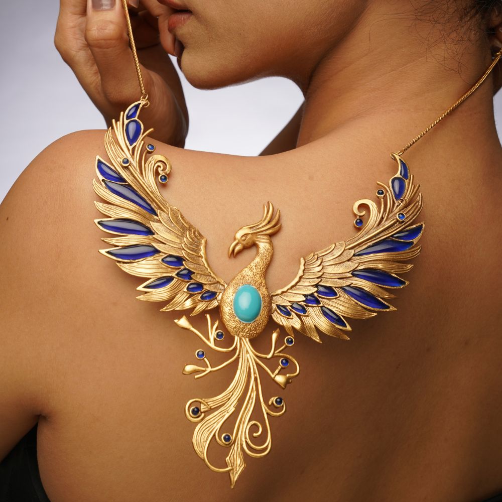 Phoenix gold plated necklace for women