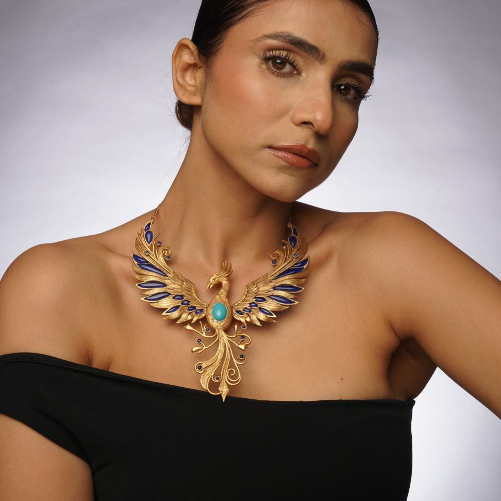 Phoenix gold plated necklace for women