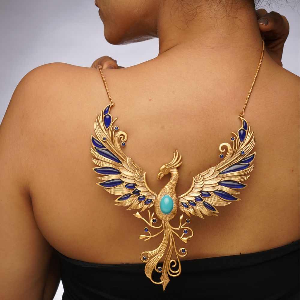 Phoenix gold plated necklace for women