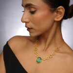 Emerald Elegance brass necklace for women
