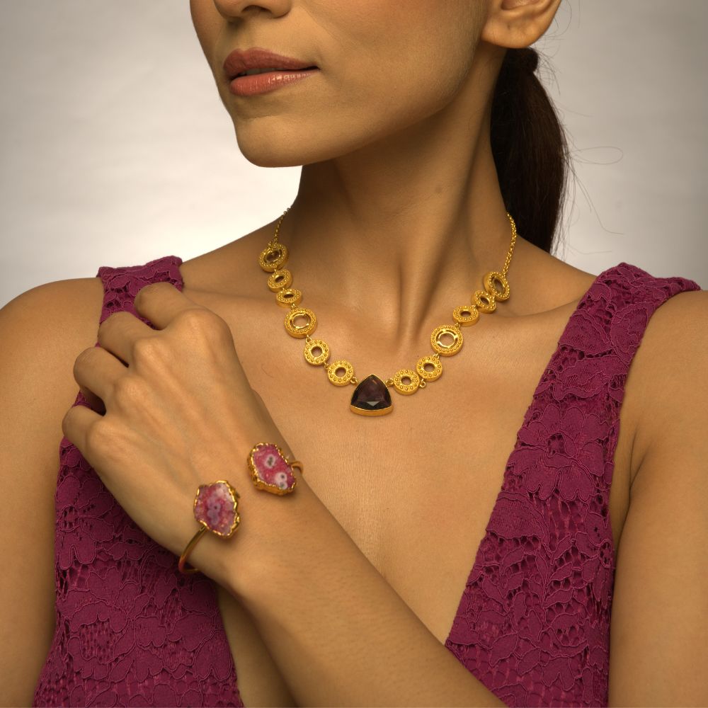 22k gold plated charm bracelet & necklace