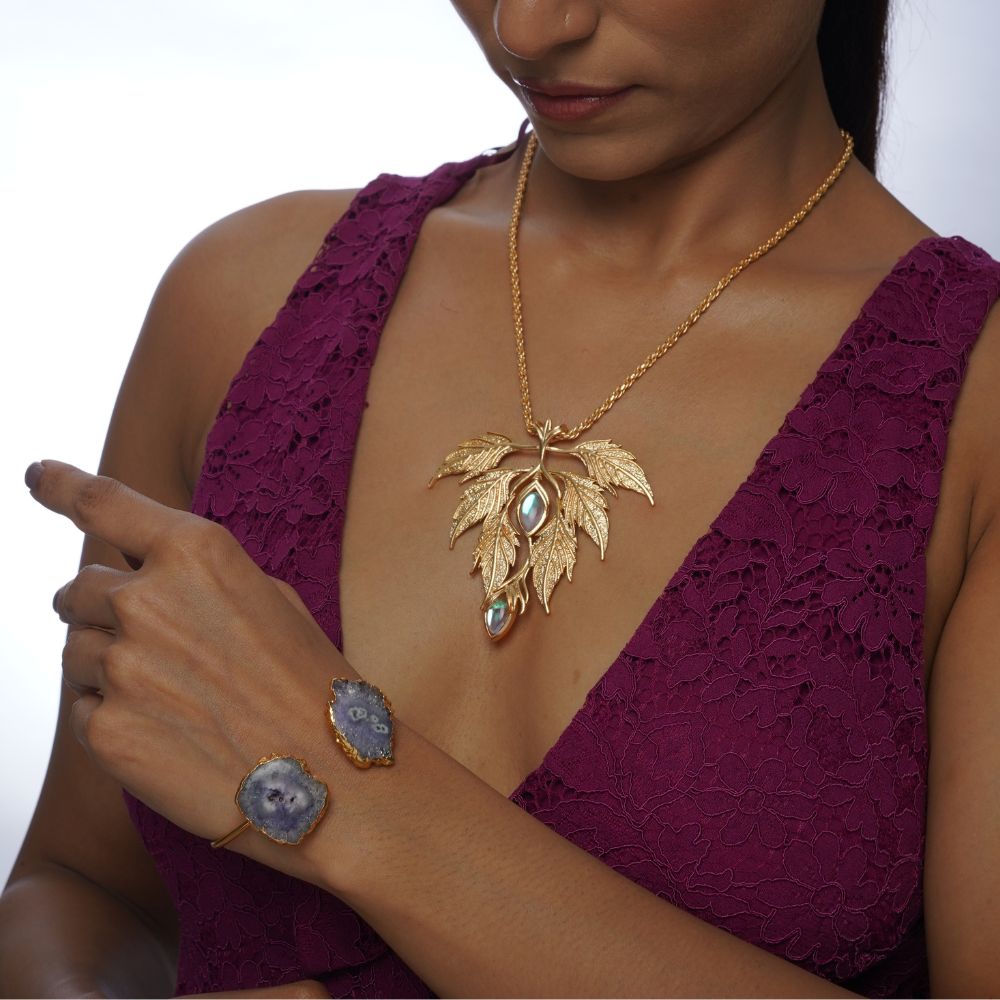 22k gold plated charm bracelet & pendant