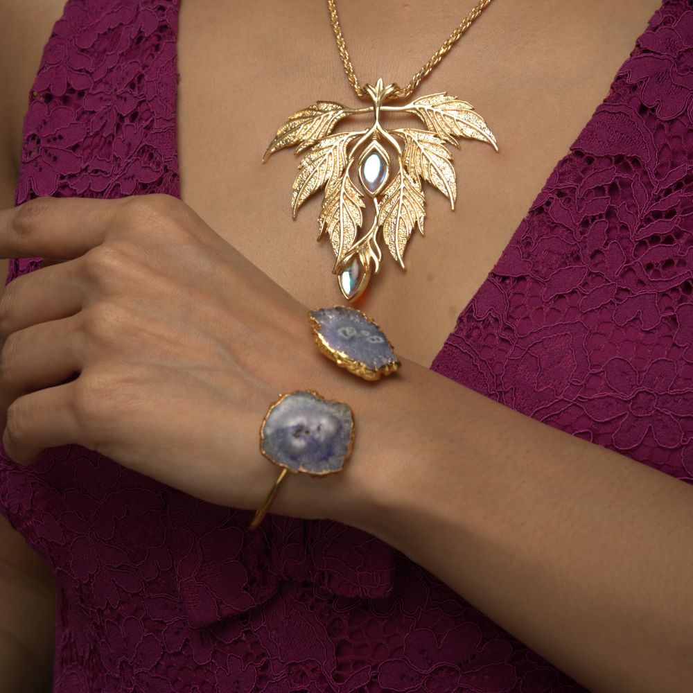 22k gold plated charm bracelet & pendant